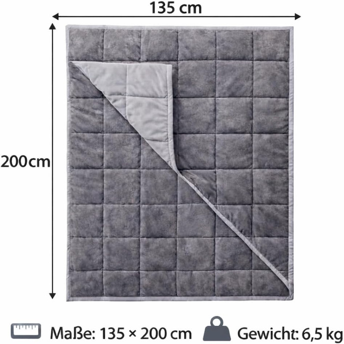 Обтяжена ковдра 6,5 кг 135x200 см зі скляними намистинами, можна прати в пральній машині, 100 бавовна, дихаюча для кращого сну