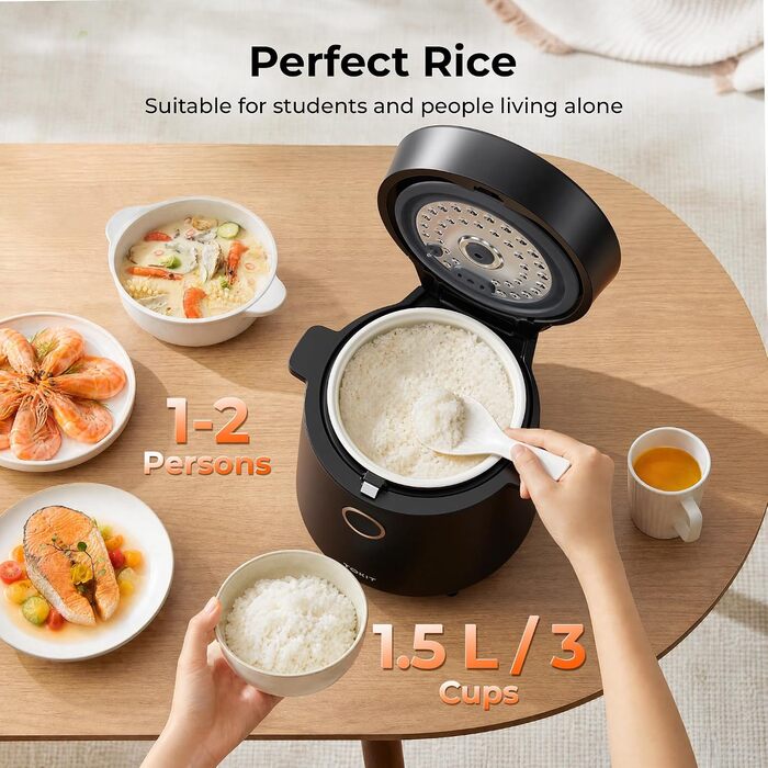 Компактна рисоварка TOKIT R1 на 1,5 л для 1-2 осіб, міні-мультиварка