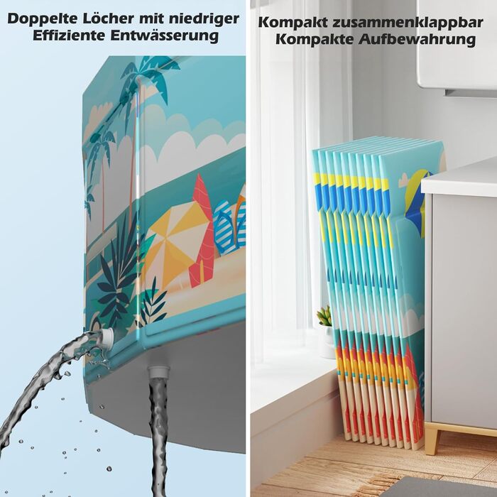 Складаний басейн на рівні землі, ненадувний відкритий басейн для дітей та дорослих, круглий призматичний басейн, 160 см 45 см