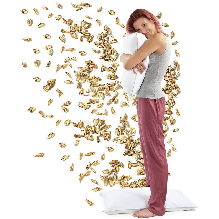 Подушка зі спельти 40x80 см, ортопедична подушка для підтримки шиї від болю в шиї, подушка для сну на боці, чохол 100 бавовна, подушка для шиї з наповнювачем з лушпиння спельти для спокійного сну, 40 x 80 см