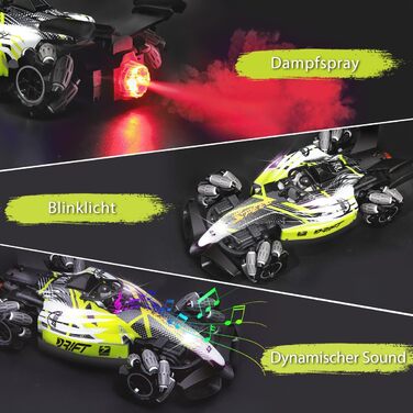 Автомобіль на дистанційному керуванні AYIQUTY з ручним керуванням, радіоуправляний трюковий автомобіль із світлом і паром, поворот