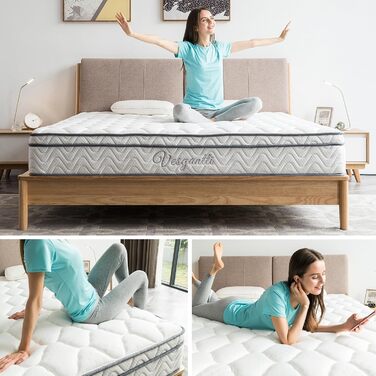 Матрац Vesgantti 160x200 7-зонний пружинний матрац Кишеньковий пружинний матрац середньої жорсткості Ортопедичний бочковий пружинний матрац Кишенькового типу (H3, верхня частина короба 26 см) H3, верхня частина короба 26 см 160 x 200 см