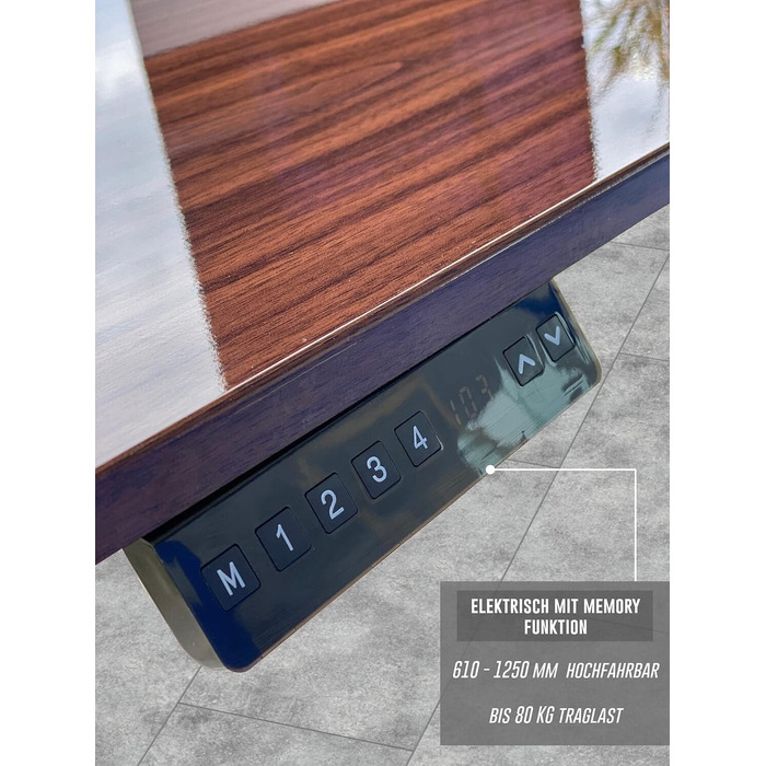 Стіл з регульованою висотою (610x1250 см) - Стіл для роботи сидячи/стоячи з портами зарядки - Каркас столу з електричним регулюванням висоти та сталевими ніжками - Стіл з регульованою висотою, білий 610-1250 мм 2 ніжки білий