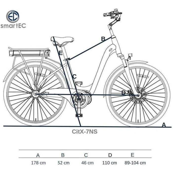 Електронний велосипед smartEC CitX-7NS 28-дюймовий педальний велосипед 250 Вт середньомоторний літій-іонний акумулятор 36V/15Ah жіночий електричний велосипед дальність пробігу 100 км до 25 км/год гальмо на підставці