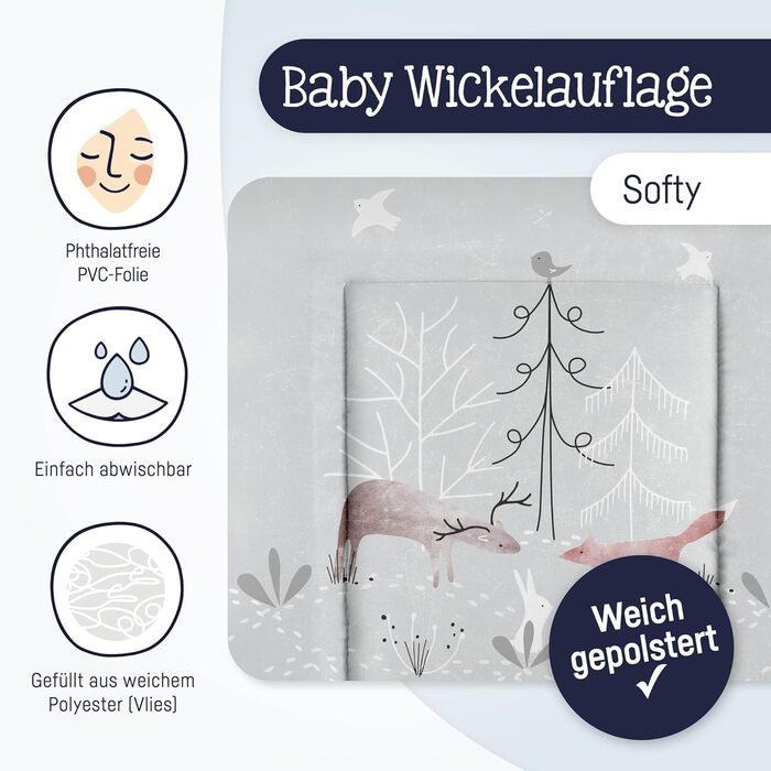 Пеленальний килимок Julius Zllner Softy 85x75 см - пеленальний килимок - водонепроникний і витирається - зроблено в Німеччині - Oe