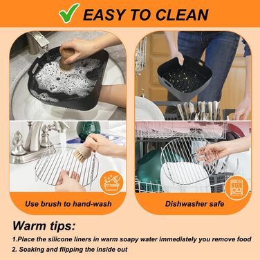 Аксесуари для фритюрниці YQL XXL Квадратна фритюрниця, багаторазова фритюрниця з гарячим повітрям підходить для фритюрниці Philips 6.2 л, COSORI 5.5 л-6.4 л/NINJA 5.7 л/Russell Hobbs Airfryer