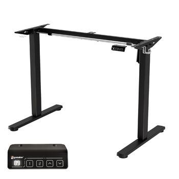 Рама столу ERGOMAKER з регулюванням висоти, функцією пам&39яті та плавним пуском/зупинкою, 2-рівнева телескопічна регульована по висоті рама столу, електрична рама столу (чорна), рама з одним двигуном, чорний колір