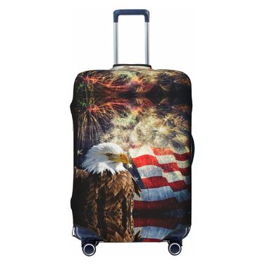 Чохол для валізи Пілотний кокпіт, захист від пилу та подряпин, принт з американським прапором, орлом та феєрверком, розмір 80 см