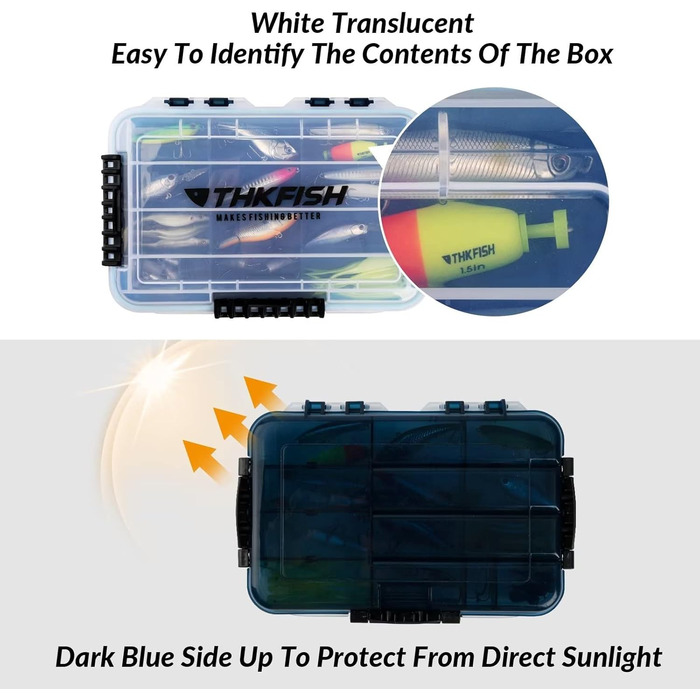 Ящик для рибальських снастей THKFISH, 3600 відділень, плавучий ящик для приманок, органайзер для зберігання, невеликий пластиковий ящик з регульованими роздільниками, сонцезахисний, 3 предмети