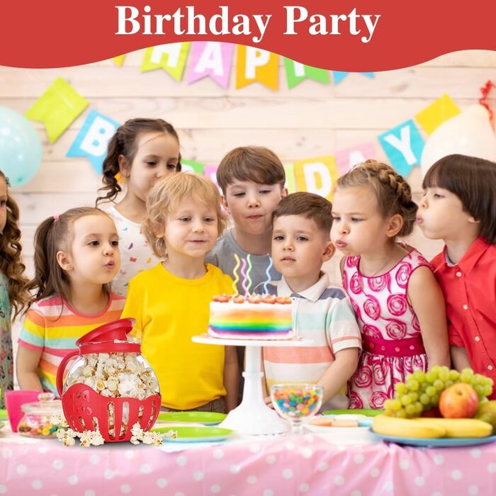 Мікрохвильова піч RANJIMA Popcorn Maker, Миска для мікрохвильової печі для попкорну, Машина для попкорну з пакетами для попкорну, Закуска з попкорну в горщику, Червона попкорн-закуска для дітей, Дні народження, Сімейні зустрічі