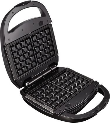 Комбінований пристрій для вафель і сендвічів Tefal SW341B Snack Time 2в1 2 знімні Набори пластин з антипригарним покриттям Можна мити в посудомийній машині Термоізольована ручка 700 Вт Сірий / Чорний