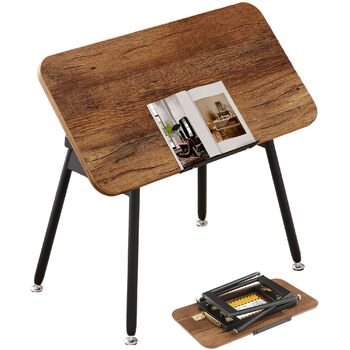 Складаний журнальний столик YITAHOME, 80 x 40 x 45 см, Портативний журнальний столик із 5-позиційним регулюванням стільниці, Не потребує встановлення, Приставний столик для вітальні, Журнальний столик, Колір горіха