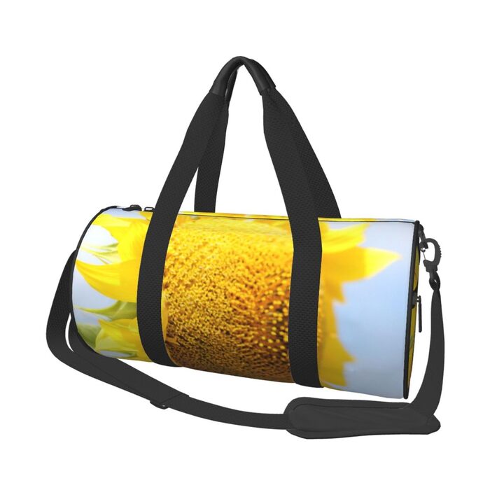 Спортивна сумка, дорожня сумка, жовта сумка з принтом соняшників, сумка для подорожей, чорна, універсальний розмір