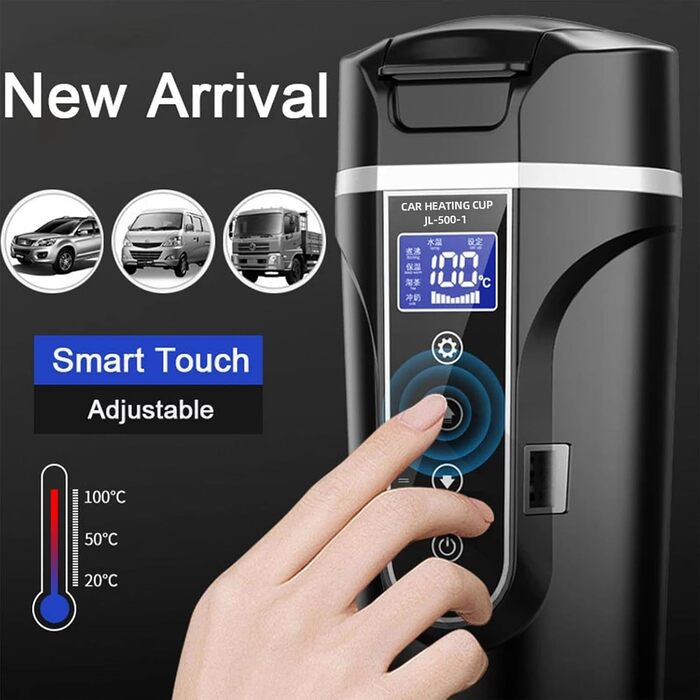 Чайник з підігрівом для автомобіля, міні-чайник для подорожей 12 В, прикурювач, електричний чайник з нержавіючої сталі 304, колба-