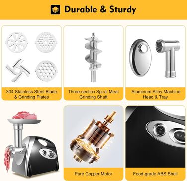 М'ясорубка 800 Вт Електрична м'ясорубка З 3 ріжучими пластинами Ковбасна машина М'ясорубка з нержавіючої сталі М'ясорубка для фарш