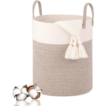 Тканий бавовняний кошик для білизни, 53L Кошик для білизни з ручкою, кошик для білизни для зберігання іграшок, кошик для білизни д