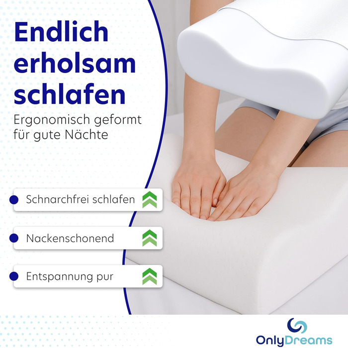 Ергономічна подушка для шиї з холодної піни Регульована висота вибір жорсткості Подушка для сну на спині, животі та на боці - Сертифікована Oeko-TEX - (Базова - Холодна піна) Базова - Холодна піна 50 см x 32 см x 11,9 см