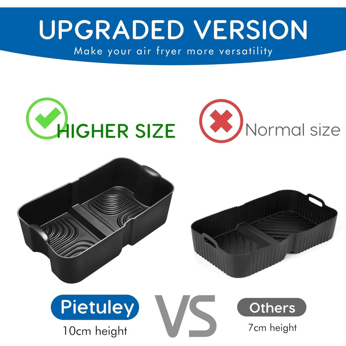 Аксесуари для фритюрниці Higher Ninja Foodi Flexdrawer 10.4 л AF500DE, фритюрниця з силіконовою формою, аксесуари для фритюрниці Ninja AF500EU AF500EUCP (3 шт. и, чорна)