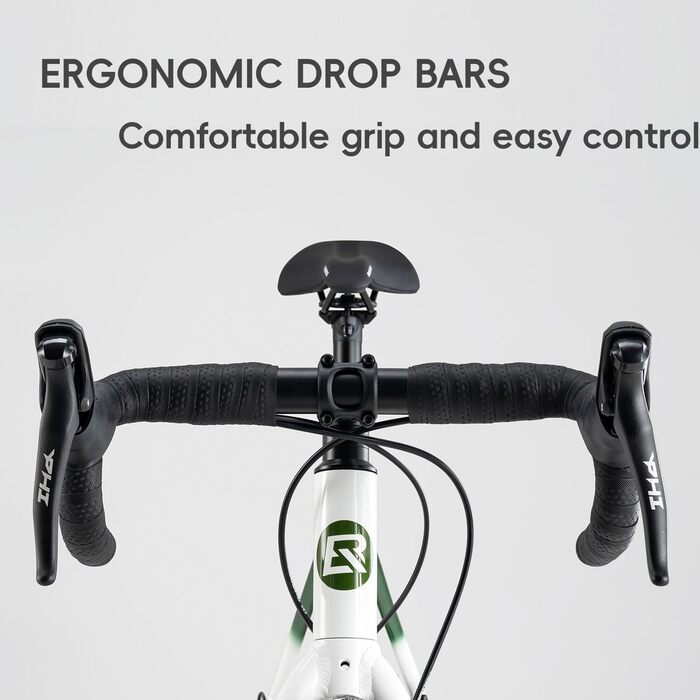 Шосейний велосипед ROCKBROS для підлітків, 22 дюйми, алюмінієвий, дитячий, SENSAH PHI 10-швидкісна система перемикання передач, механічні дискові гальма, легка рама з внутрішнім прокладанням тросів, ергономічний для велосипедистів зростом 140-155 см, бірю