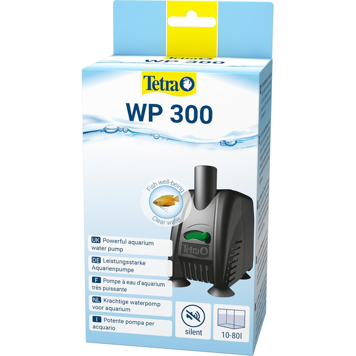 Водяний насос Tetra WP 300 для акваріумів - Потужний акваріумний насос з контролем потоку для оптимальної циркуляції води та очищення, 10-80 літрів