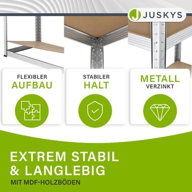 Комплект стелажів Juskys Basic, 2 предмета, 2 x 180 x 90 x 40 см (В x Ш x Г) Вантажопідйомність 1750 кг 10 полиць Міцний стелаж, металевий стелаж без болтів, стелаж для підвалу, оцинкована система стелажів