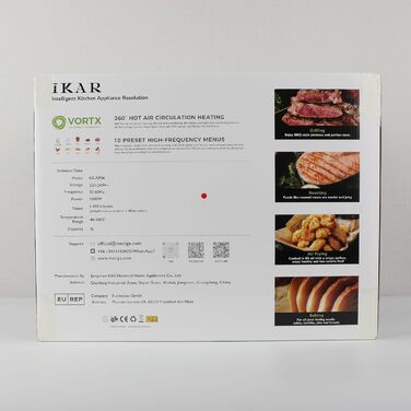 Фритюрниця IKAR Cube XXL 7 л сімейного розміру, фритюрниця 10-в-1, фритюрниця без олії, фритюрниця з сенсорним дисплеєм, можна мити в посудомийній машині, тиха, 4-6 порцій, нержавіюча сталь чорна