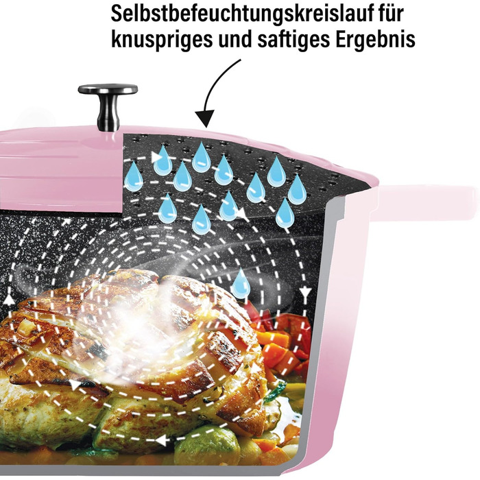 Каструля для запікання з кришкою індукційна 32 см, 6,6 л, лита алюмінієва каструля з покриттям зі справжніх кам'яних частинок, кас