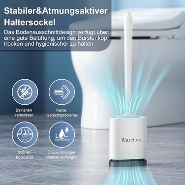 Силіконова щітка для унітазу Waretary, тримач для щітки та унітазу, м'яка та гнучка щітка для унітазу з довгою ручкою, швидковисих