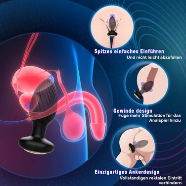 Анальні вібратори для чоловіків Анальна пробка для чоловіків, Стимуляція простати Чоловічі секс-іграшки для чоловіків з 7 обертанням 7 вібрація, Анальна пробка Секс-іграшки для пар Секс-іграшки з анальною пробкою чорний