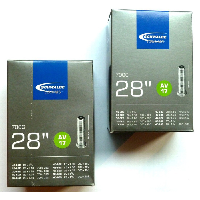 Камера Schwalbe 2 шт. AV17, 28 x 1.2-1.75 (28/47-622), автоніпель, чорна
