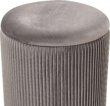 Круглий пуф у комплекті з 2 шт. , виготовлений з сірого оксамиту, пуф-отоманка з сидінням, рифлений дизайн, Miramar