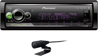 Приймач PIONEER 1-DIN з Bluetooth, червоним/білим підсвічуванням, роз'ємом USB/3,5 мм, Spotify, додатком Pioneer Smart Sync і сумісний з пристроями Apple і Android, червоний/чорний, MVH-S420BT (колір vario, колір Vario, одинарний)