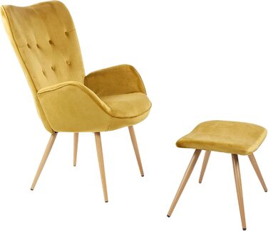 Крісло-гойдалка ALBATROS York з підніжкою Зручне оксамитове крісло та крісло-реклайнер золотого кольору Вінтажне крісло для читання та крісло-ліжко для вітальні Сертифіковане крісло для відпочинку SGS