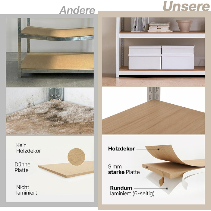 Стелаж, стелаж для підвалу, стелаж для зберігання речей, побутовий стелаж, кухонний стелаж, гаражний стелаж, 40 x 90 x 180 см, стелаж з полицями з ламінованого МДФ, регульовані полиці, білий (полиця-Ш) 90*40*180 см