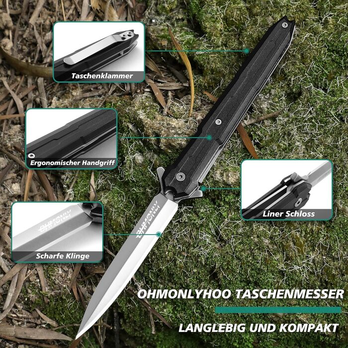 Складаний ніж одноручний, кишеньковий ніж з ручкою з ABS пластику і кишеньковою кліпсою, EDC ніж для риболовлі, кемпінгу, для чоло