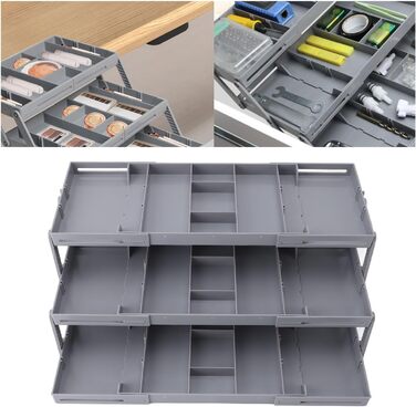 Органайзер для шухляд, однорядний, розширюваний, складаний, органайзер для ювелірних виробів, лоток, для зберігання сережок, вітрина для косметики, пластик (3 шари)