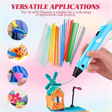 Заправні пакети Заправні нитки 3D Pen Printing Pen Filament Pen Filament Pen для 3D ручок Підходять для 3D Pen 3D Printer Filament 3D Graffiti Pen 3D Painting, 200 шт., 3D Pen Flament 3D Doodler Pen