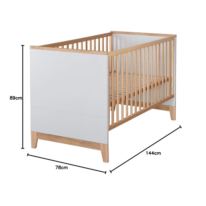 Дитяче ліжко-трансформер roba &39Caro&39, регульоване по висоті, росте разом з дитиною, 3 знімні перекладини, 70x140 см