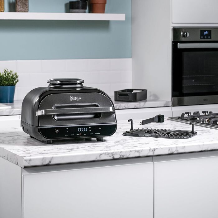 Гриль і фритюрниця Ninja Foodi MAX, фритюрниця 5.7 л, фритюрниця з цифровим датчиком температури, запчастини, які можна мити в посудомийній машині, 6-в-1, сірий/сріблястий AG551EU сірий/сріблястий Гриль і фритюрниця MAX сірий/сріблястий