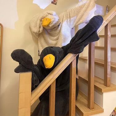 Великий портативний плед Білий гусак кумедний комбінезон з капюшоном для пар, товстий кораловий фліс, гігантський спальний мішок, костюм для косплею, затишний одяг для сну, зима, тепла, піжами, нічна білизна, білий 42
