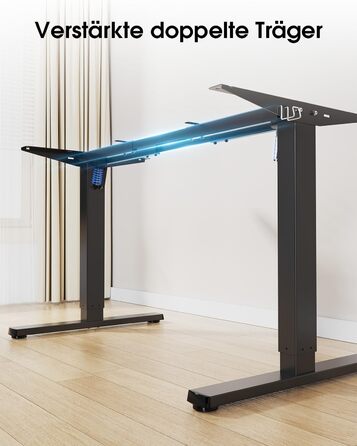 Електрична настільна рама з регулюванням висоти, регульована по висоті настільна підставка з портом USB-C, функцією пам&39яті та функцією запобігання зіткненням, 2 двигуни, чорний колір