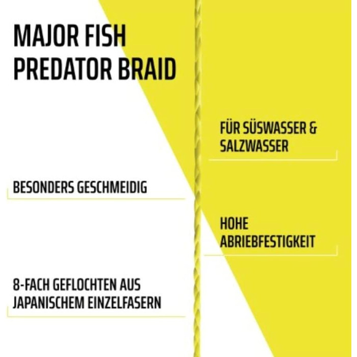 Волосінь Major Fish Predator Braid 8-жильна плетена Lemon Yellow 150 метрів