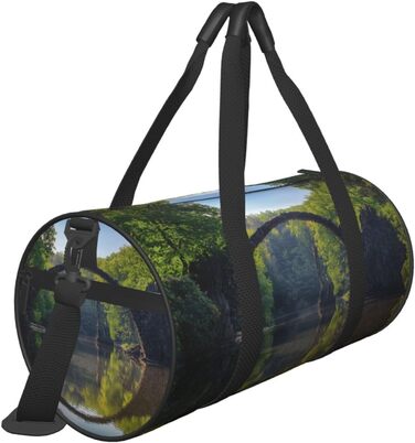 Спортивна сумка, дорожня сумка, дуга, міст, принт, сумка на нічліг, чорна, універсальний розмір, сумка для подорожей