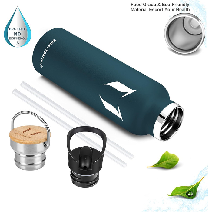 Питна пляшка Super Sparrow з нержавіючої сталі - 350 мл, 500 мл, 620 мл, 750 мл, 1л - Герметична колба-термос, пляшка для води без