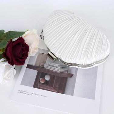 Жіноче клатч з блискітками Мушля, вечірня сумочка зі стразами та ланцюжком для весілля та святкової вечірки, білий