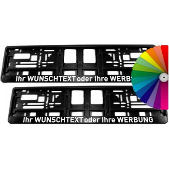 Набір (2 шт. и) Тримач номерного знака - З ІНДИВІДУАЛЬНИМ БАЖАНИМ ТЕКСТОМ - ПОВНА ОБЛЯМІВКА - Напис рекламний слоган персоналізований текст