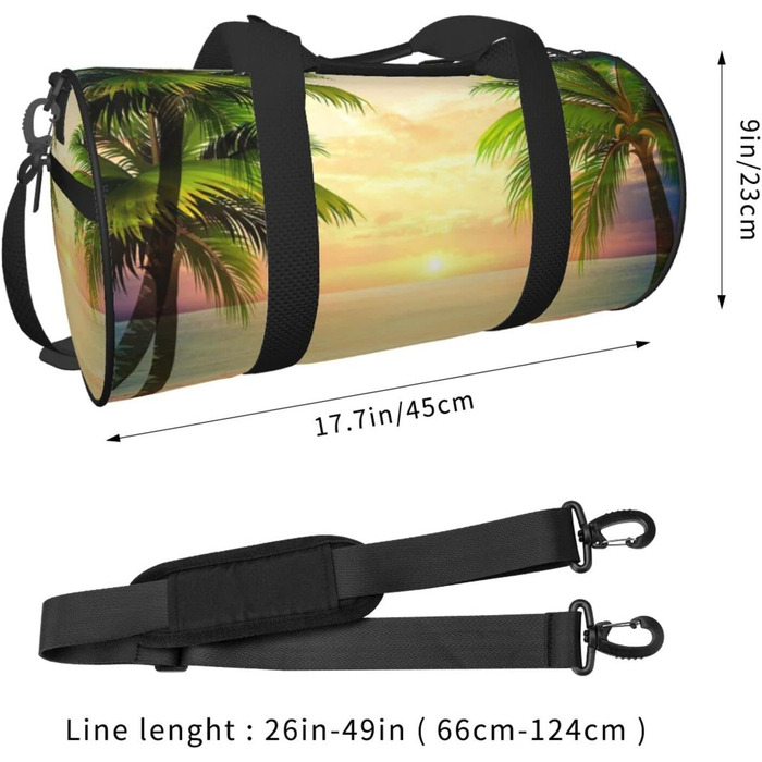 Спортивна сумка, дорожня сумка, пляжна сумка, принт Захід сонця, сумка на нічліг, чорна, універсальний розмір, сумка для подорожей