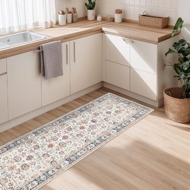Кухонний килимок у стилі бохо з коротким ворсом, що прається, нековзний кухонний килимок, килимок для коридору, довгий килимок для кухні, спальні, пральні, ванної кімнати, 60 x 180 см, різнокольоровий, 60 x 180 см (прямокутний)