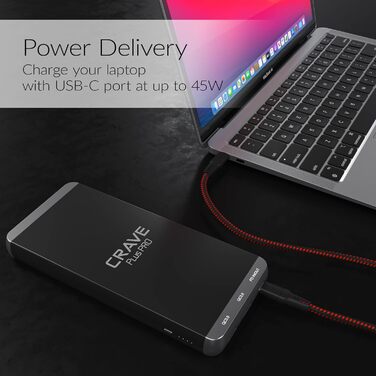 Портативний алюмінієвий зарядний пристрій Crave PD Power Bank, Plus PRO на 20000 мАг Швидка зарядка QC3.0 два порти блок живлення