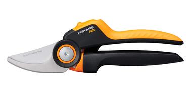 Садові ножиці Fiskars Bypass M, X-серія PowerGear, P921, З ручкою, що обертається, Для свіжих гілок та сучків, Антипригарне покриття, Леза з нержавіючої сталі, Довжина 20,1 см, Чорний/Помаранчевий, 1057173 X-серія P921